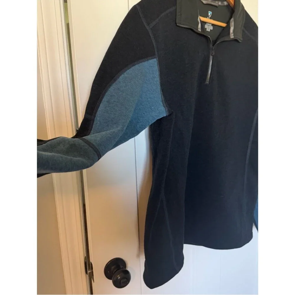 Kuhl Mens Revel Quarter zip Pullover sweater Fleece Blue Large EUC Gorpcore